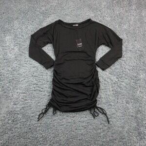 Alloy Apparel Dress Womens XL Black Ruched Long Sleeve T Shirt Bodycon Mini NWT